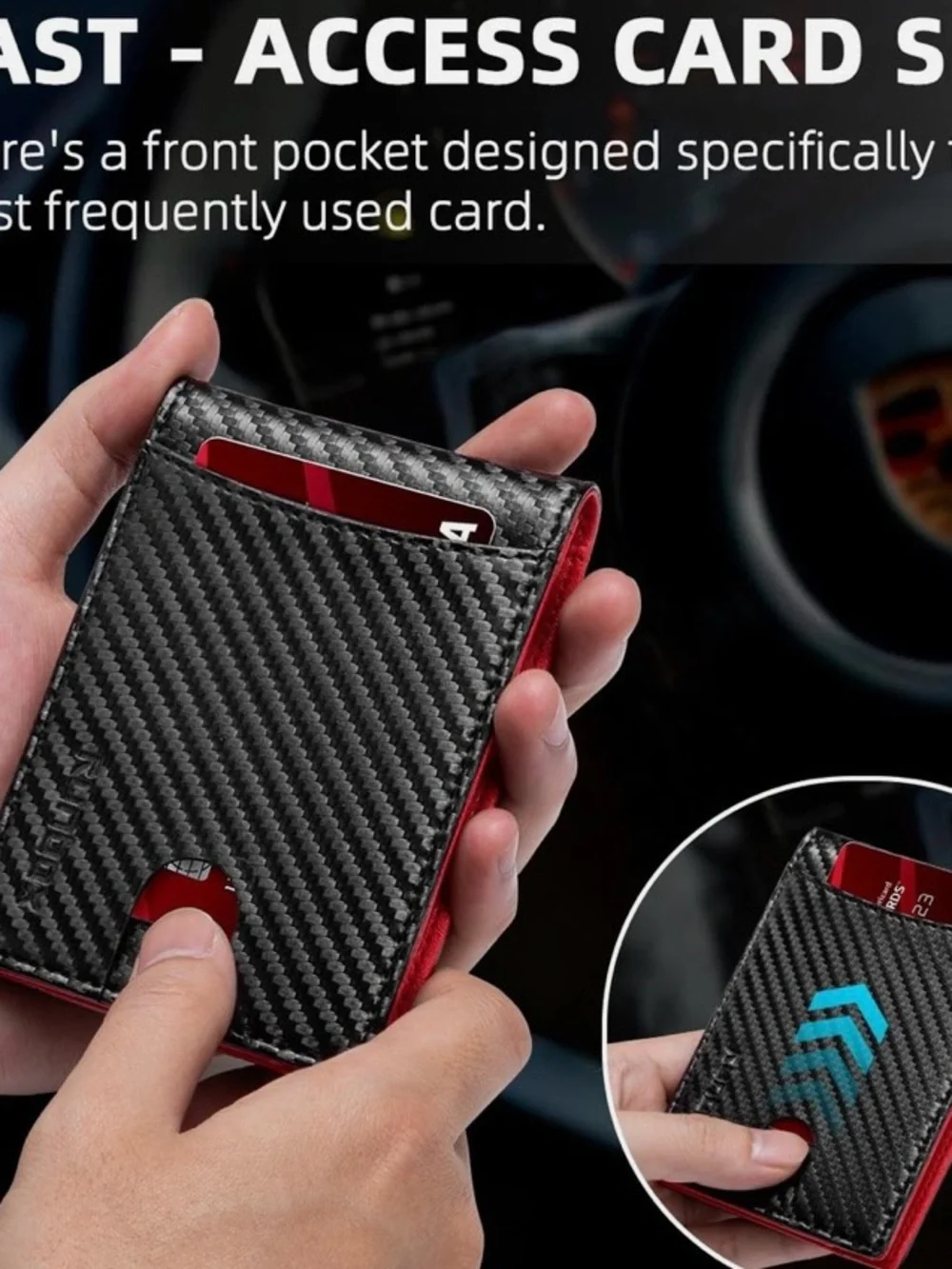 slim security  Leather Money Clip Wallet for Men
